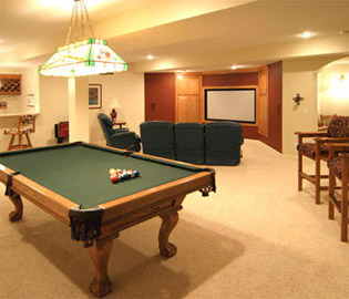 Finished basements, cellar game rooms, rec rooms, basement remodeling, Cape Cod, southeastern MA