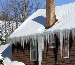 Snow damage, ice dam recovery services, Wareham MA, Cape Cod, roof & gutter damage reconstruction, disaster southeastern MA